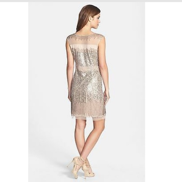 Adrianna Papell illusion sequins mesh cocktail dress - Picture 8 of 9